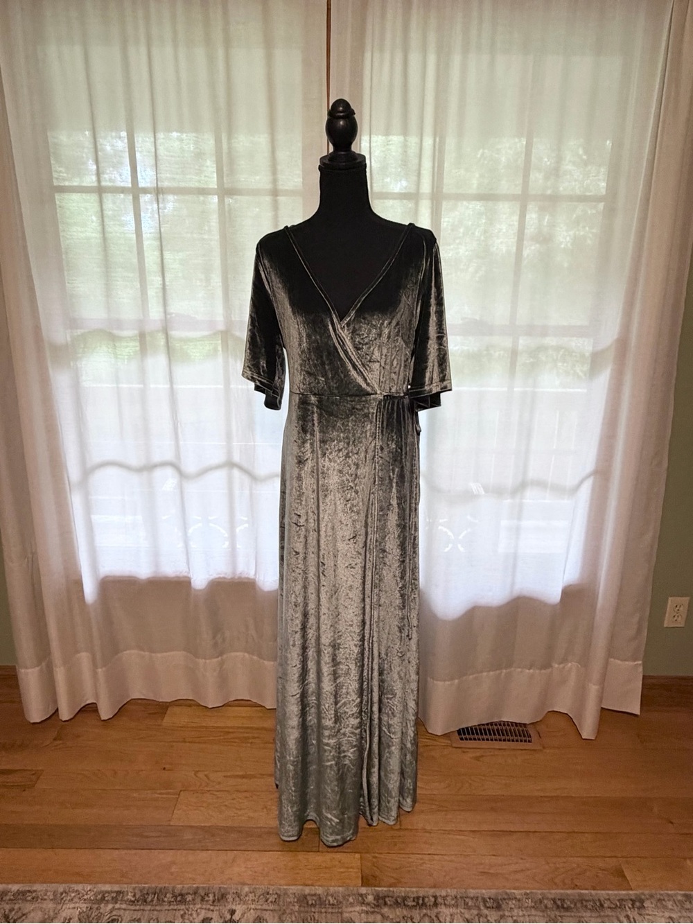 Baltic Born Velvet Wrap Maxi Dress in Green